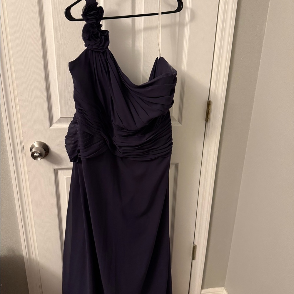 David's Bridal One-Shoulder Gown in Deep Purple